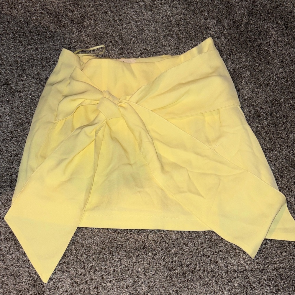 Luna Yellow Tie-Front Mini Skirt